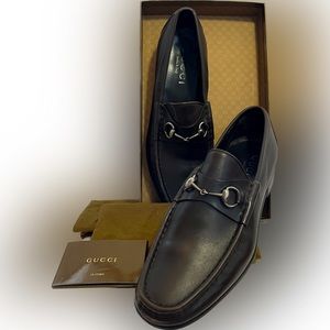 Gucci Men's Brown Leather Horsebit Loafers - Size 11 1/2 D - Box and papers incl
